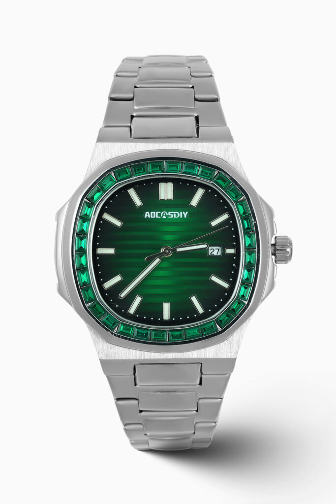 ADCASDIY GreenDial inspired luxury watch with green dial and stainless steel case.