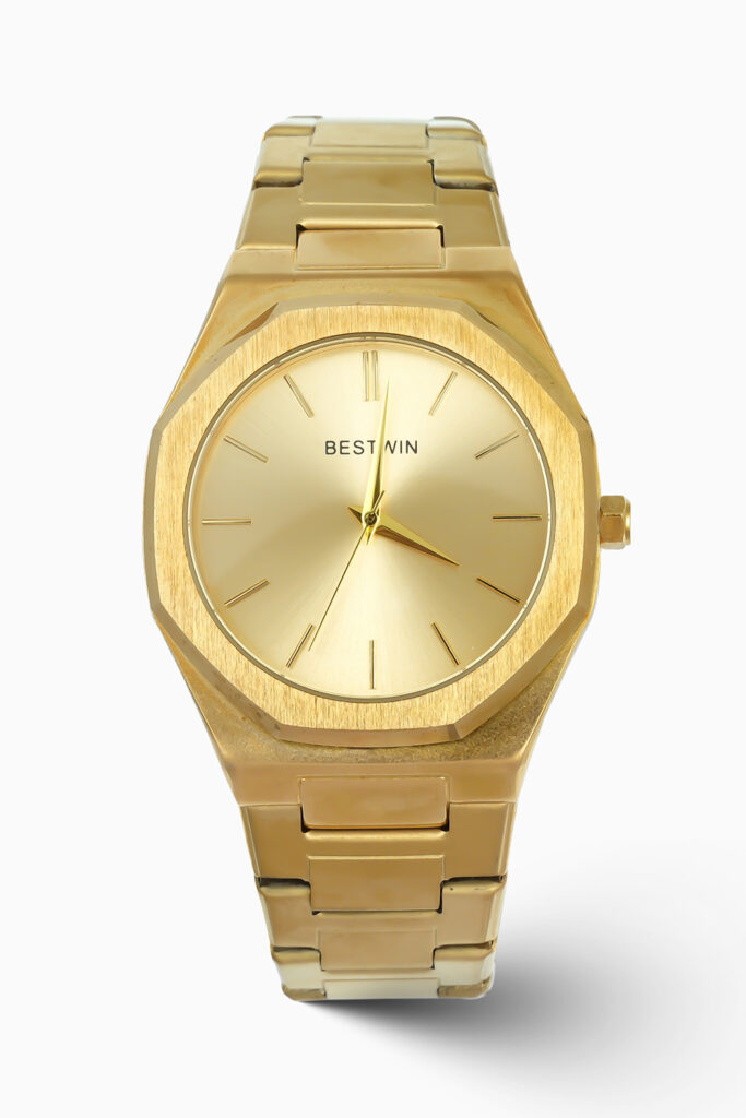 Bestwin Classic Gold inspired luxury watch with gold-tone dial and stainless steel case.