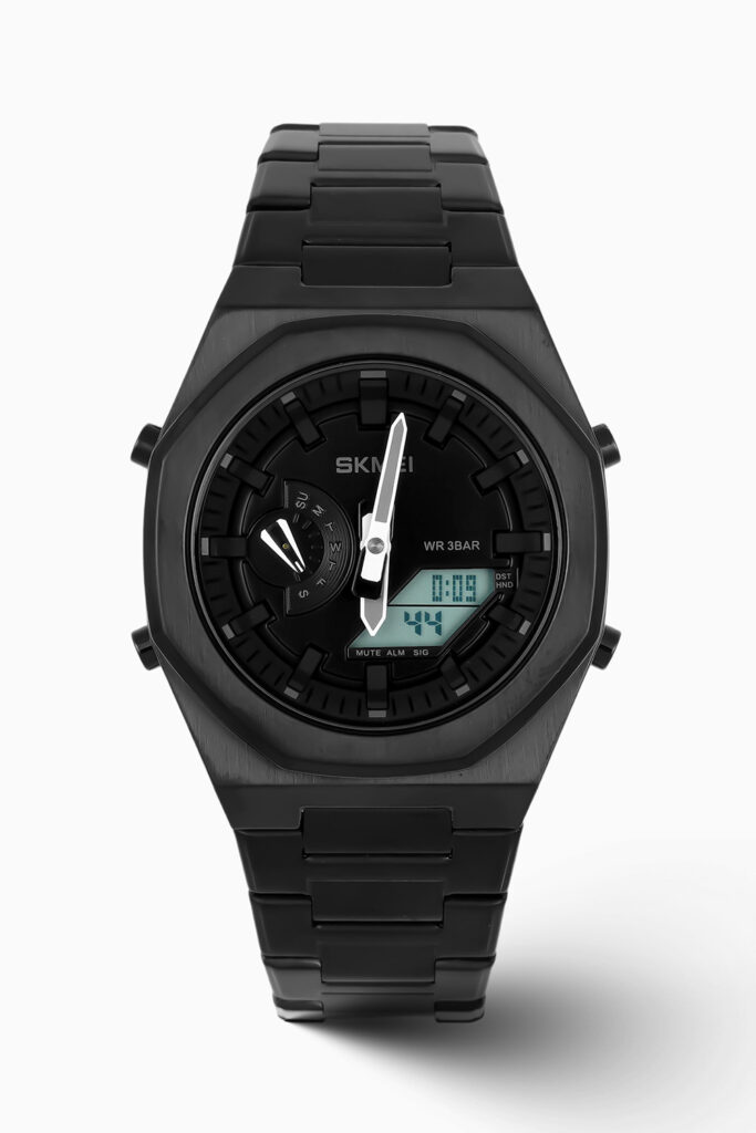 SKMEI 1251X tactical dual time inspired digital analog watch with rugged design and multifunction display.